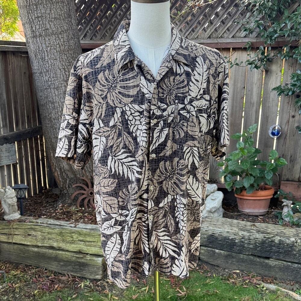 Columbia Sportswear Short Sleeve Hawaiian Palm Leaves Print Shirt Men's Size XL